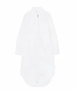 <Официальное> Платье-рубашка до колена с воротником и планкой из грогрена RWB из ткани PXFORD