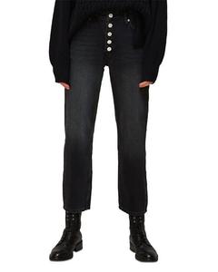 Черные укороченные прямые джинсы с высокой посадкой спереди Hollie Button Whistles, цвет Black