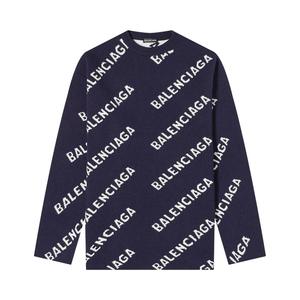 Balenciaga Круглый вырез с логотипом Allover, цвет Черный/Белый