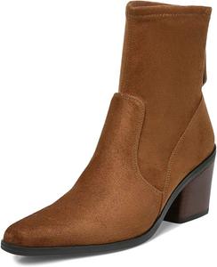 Женские ботильоны YDN с острым носком, удобным низким массивным каблуком, средней высоты, с молнией сзади, зимние повседневные туфли, Brown