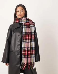 Зимний клетчатый шарф Polo Ralph Lauren красного цвета