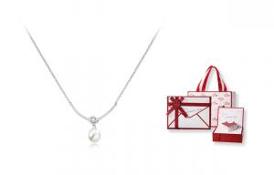 Женское ожерелье WANLIACC, Smile Pearl Necklace [Silver] + [Love Heart Gift Box]
