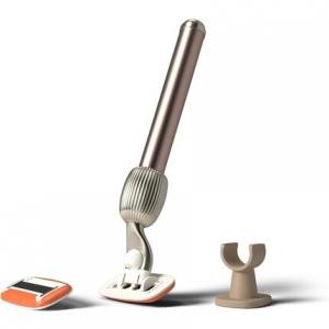 Fler The Razor Starter Set — женская бритва со сменными головками и держателем, бритва унисекс с алоэ вера и витамином Е, румяно-розовый