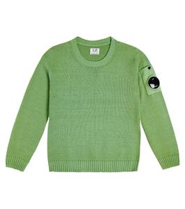 Шерстяной свитер в рубчик C.P. COMPANY KIDS, зеленый