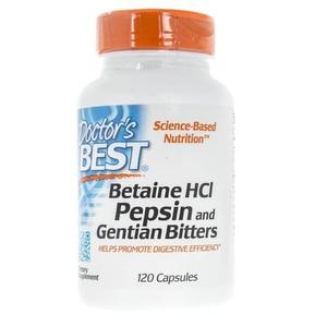 Doctor's Best, Биологически активная добавка Betaine Hcl Pepsin & Gentian Bitters, 120 капсул