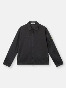 Верхняя рубашка с застежкой-молнией Stone Island 1200003 ORGANIC STRETCH BROKEN TWILL COTTON 'OLD' EFFECT, черный