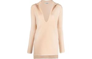 Джемпер с V-образным вырезом и длинным рукавом JIL SANDER, neutral color