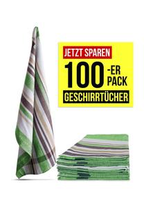 100 хлопчатобумажных кухонных полотенец Aspero, grün gestreift
