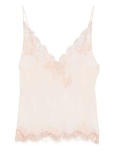 Шелковый топ на бретелях с кружевом Caudry Carine Gilson, розовый