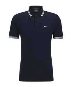 Рубашка поло с контрастным логотипом в стиле «рисовый лист» Hugo, синий