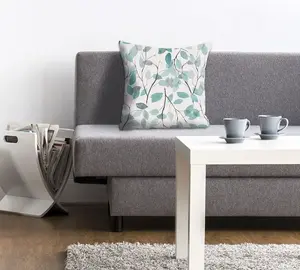 Королевская декоративная подушка "Софир", с тонкими мотивами ветвей, чехол без наполнителя, 1 шт Queence 40х40 см, синий