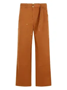 Брюки прямого кроя с двойной пряжкой Sacai, коричневый