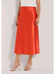 MADELEINE Атласная юбка миди для элегантных случаев, цвет кроваво-оранжевый