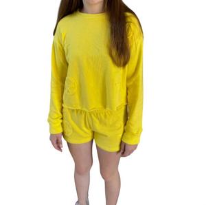 Укороченная толстовка для девочек желтого цвета flowers by zoe