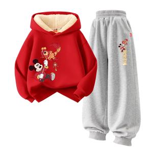 Детская повседневная спортивная одежда Disney, [thickened and fleece-lined]di koi qi_lower left красный+di koi qi k серый