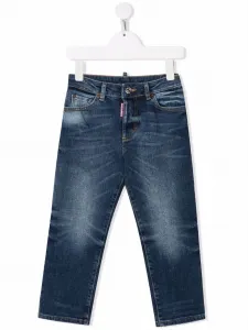 Прямые джинсы с эффектом потертости Dsquared2 Kids, синий