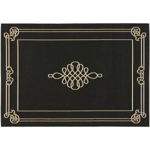 Внутренний ковер для улицы и патио с подвесным каркасом в виде свитка Safavieh, черный, 77x244 см