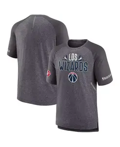 Мужская футболка Washington Wizards 2022 Noches Ene-Be-A Core Shooting Raglan цвета серый меланж Fanatics
