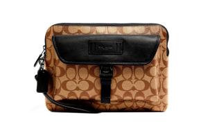 COACH Кожаный кошелек для монет Рейнджер клатч среднего размера мужской коричневый с монограммой