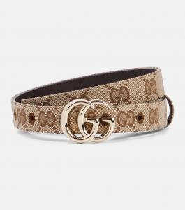 Ремень GG Marmont из ткани Gucci, Beige Ebony