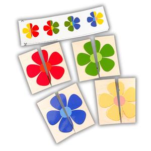 Разноцветные цветы, половинки цветков, деревянная репродукция пазла. Inna marka