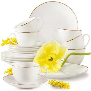 Кофейный сервиз AD BELLA, на 6 персон, 18 предметов KONSIMO, кремовый/золотистый