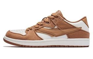 Обувь для скейтбординга Мужская низкая белая/коричневая Qiaodan