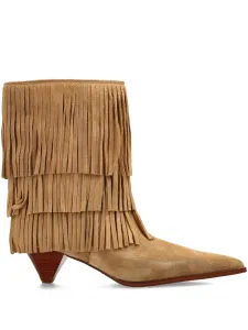 Сапоги из замши с бахромой и каблуком 50 мм Michael Michael Kors, коричневый