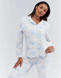 Пижама Boux Avenue с принтом бантов, в комплекте с топом-мешком и брюками, цвет слоновой кости