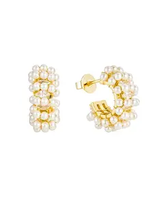 Мини-Серьги-Кольца Millie с жемчугом Untamed Petals, gold