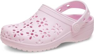 Детские кроксы Crocs с классическим цветочным дизайном, розовый
