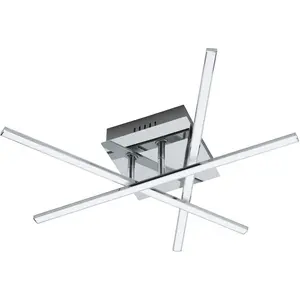 Потолочный светильник LASANA 1, хром, белый, тонкий дизайн, лампа для гостиной, LED-панель теплого белого света, столовая, кухня, спальня, современный, минималистичный, 50x16x9,5 см Eglo, белый/хромированный