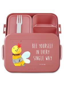 Mr. & Mrs. Panda Ланч-бокс с изображением пчелы и цветка и надписью пастельно-красного цвета