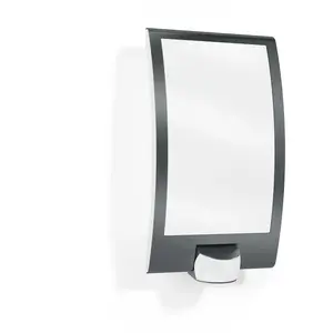 Наружный настенный светильник steinel L 22 E27 1 шт. с датчиком движения на 180°, нержавеющий, ударопрочный, цоколь E27, фасадный светильник Steinel, антрацит