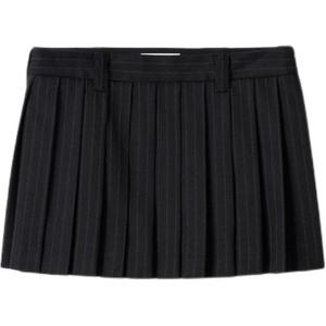 MIU MIU Плиссированная мини-юбка в полоску black