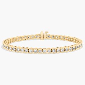 Теннисный браслет с 7-дюймовым безелем и выращенными в лаборатории бриллиантами из 14-каратного желтого золота (5 карат, двойной - FG / VS2-SI1) Blue Nile