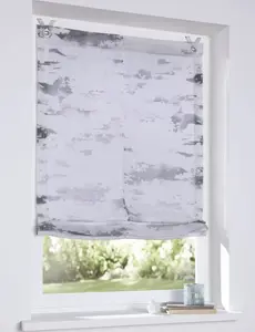 Римская штора с люверсами, Claude, белая, прозрачная, серая с принтом, римская штора без сверления, ширина 45 x высота 140 см Kutti