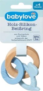 Деревянное силиконовое кольцо для прорезывания зубов Dino/синий 1 шт. 1 шт. babylove