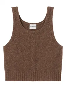 Укороченный топ с косичной вязкой Claudie Pierlot, коричневый