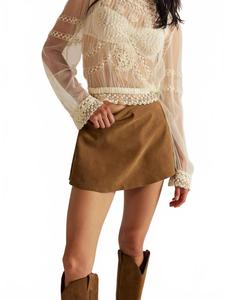Замшевая юбка-шорты Paradise Found в цвете «Карамельное кафе» Free People, caramel cafe