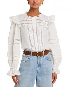 Топ с кружевными вставками Pintuck - эксклюзив AQUA, белый