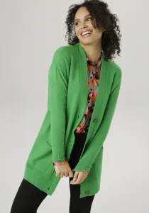 Длинный кардиган Aniston SELECTED с накладными карманами, зеленый