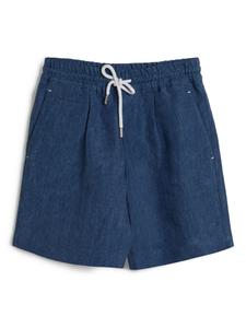 Brunello Cucinelli Kids льняные шорты-бермуды, синий