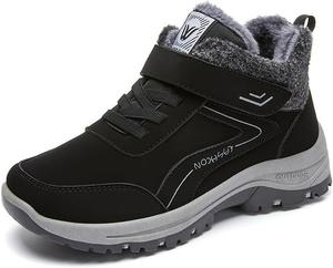 Мужские и женские зимние ботинки, утепленные флисом, слипоны на щиколотку, легкие ботинки с меховой подкладкой, модные спортивные ходовые туфли Generic, #A01-Grey