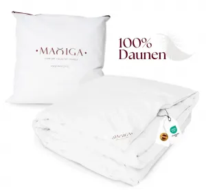 Всесезонное пуховое одеяло MAXIGA 200x220 - 100% гусиный пух, легкое и дышащее, оптимальный тепловой баланс, гипоаллергенное maxiga