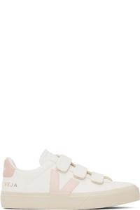 Белые и розовые кожаные кроссовки Recife VEJA