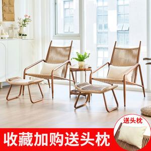 Yu Senyi Кресло из ротанга для балкона и сада, цвет wood grain, 2 кресла purple cloud + 2 подставки для ног