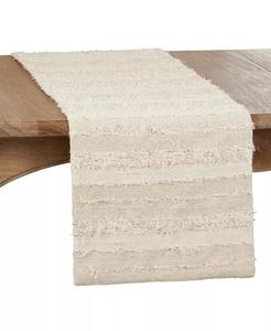Настольная дорожка с полосками и бахромой, 16 x 108 дюймов Saro Lifestyle, слоновая кость