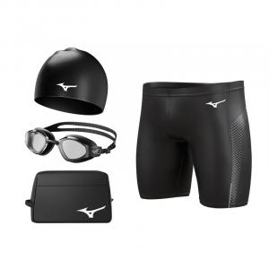 Наборы для плавания Mizuno, plano four-piece set[square leg swim trunks+swimming cap+swim goggles+swim bag]