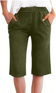 Женские укороченные брюки капри из искусственного денима